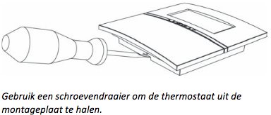 Gebruik een schroevendraaier om Robot RCE W thermostaat uit de montageplaat te halen